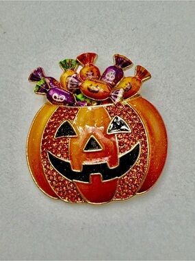 Halloween Pumpkin Candy Pin Brooch